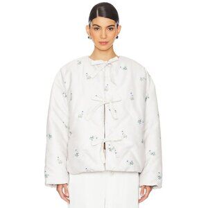 Sleeper Ukiyo Tie Front Puffer Jacket Flower Print Womens Size XS